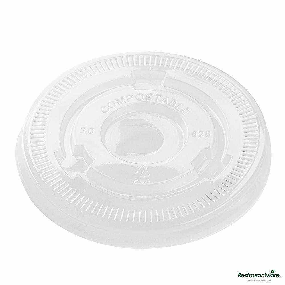 Wholesale Restaurantware Sustain Clear PLA Plastic Cold Cup Flat Lid 50 ct- Bulk