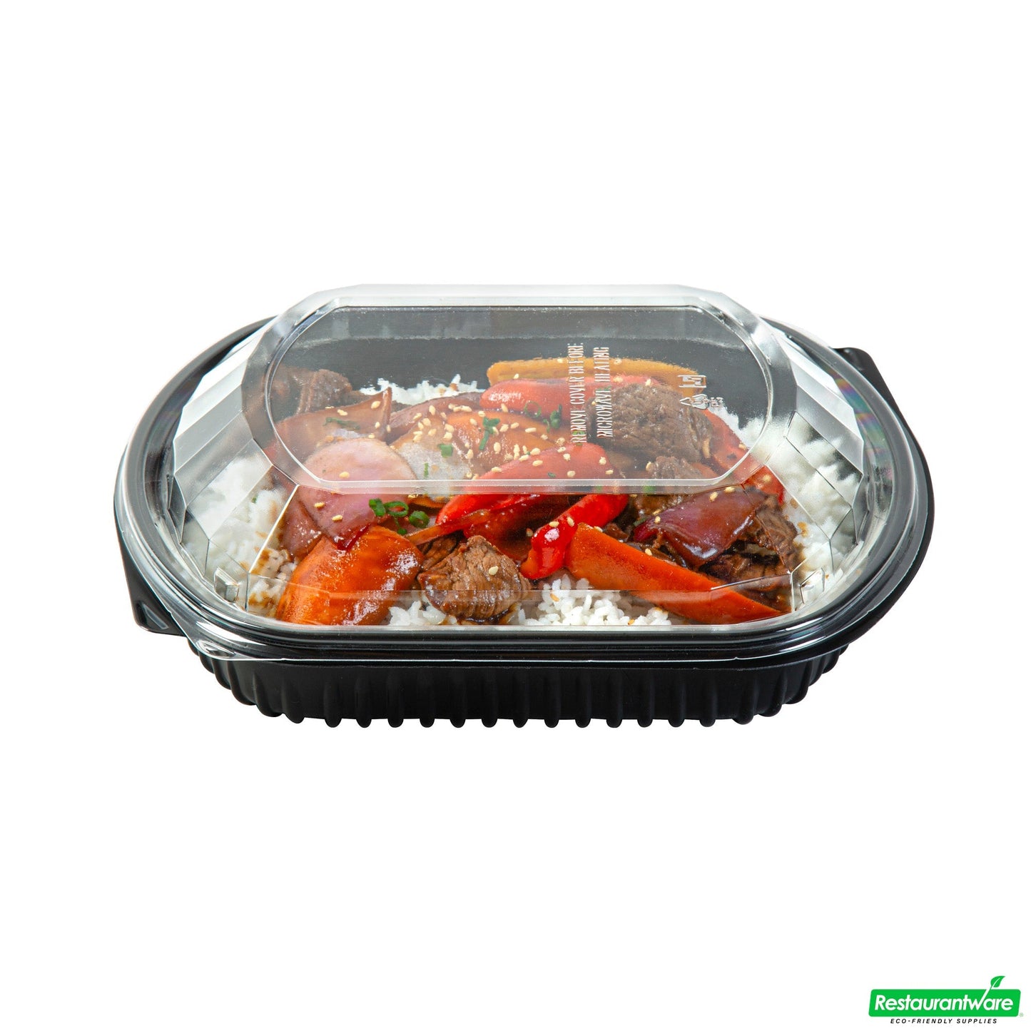 Wholesale Restaurantware 36 Oz Rectangle Black Plastic Food Container - with Clear Lid, Microwavable - 9 1/4" X 7 3/4" X 2 3/4" - 50 Count Box- Bulk