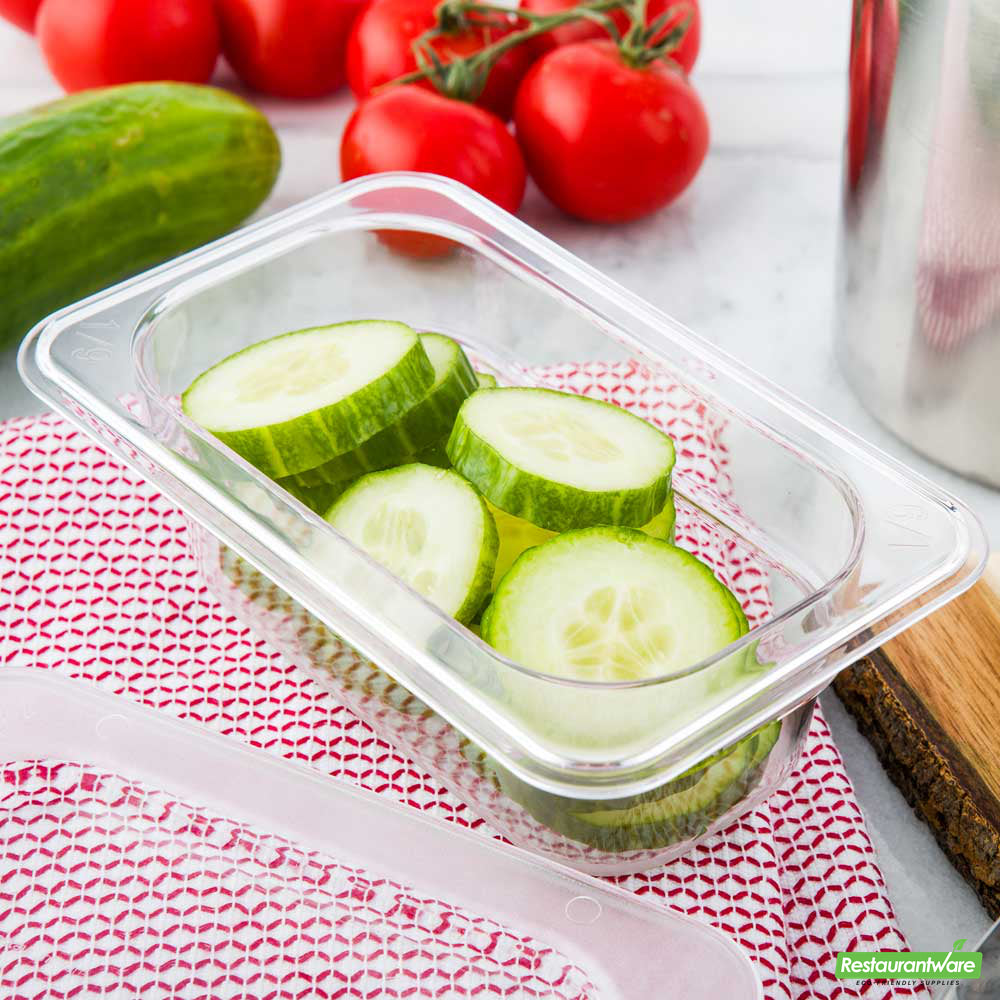 Wholesale Restaurantware Met Lux Rectangle Clear Plastic 1/9 Size Cold Food Storage Container - 2.5" Depth- Bulk
