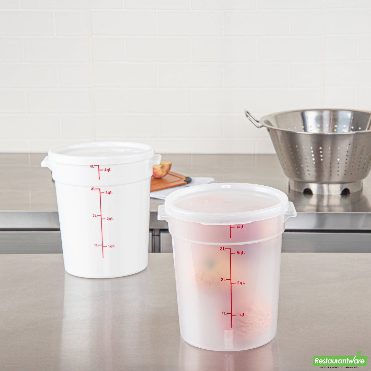 Wholesale Restaurantware Met Lux Round Translucent Plastic Food Storage Container Lid - Fits 2 and 4 Qt- Bulk