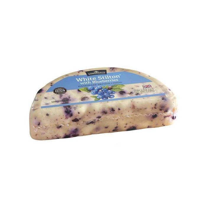 Wholesale Mandi Foods British Food Importers White Stilton with Blueberry Cheese, 4.5 LB- Bulk