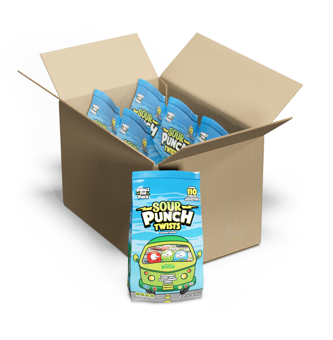Wholesale Sour Punch Sour Punch® Individually Wrapped Twists, Assorted Flavors 24.5Oz Bags- Bulk