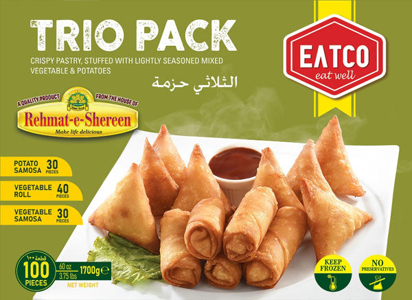 Wholesale Rehmat-e-Shereen EATCo Trio Pack (40Roll+60Samosa)100pc 1700g- Bulk