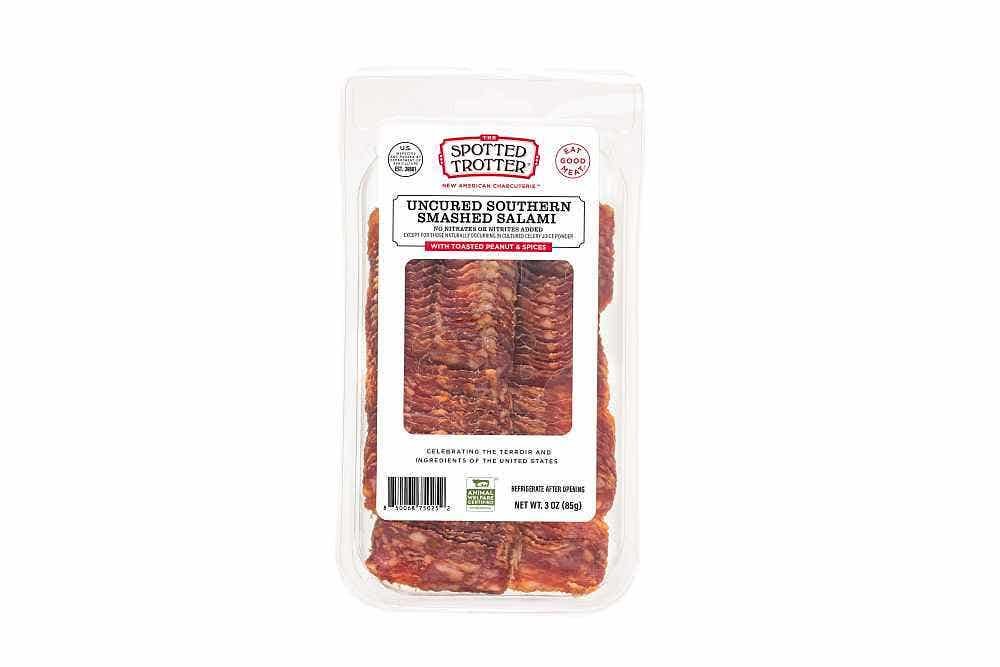 Wholesale Spotted Trotter Uncured Southern Smashed Salami Sliced 3 Oz- Bulk