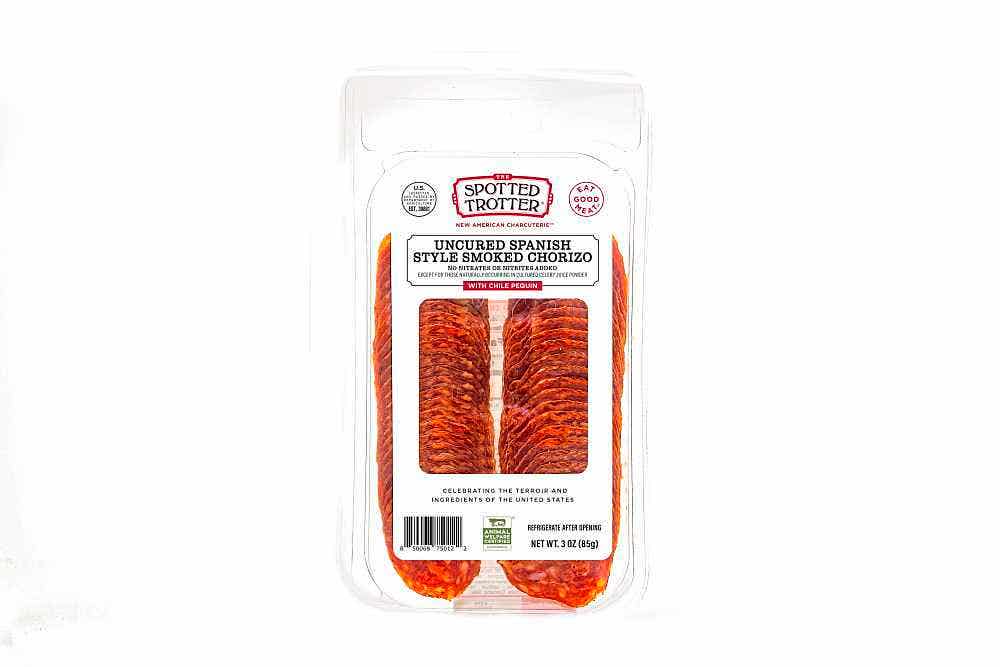 Wholesale Spotted Trotter Spanish Style Smoked Chorizo Uncured Sliced 3 Oz- Bulk