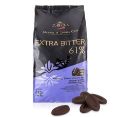 Wholesale Valrhona 61% Dark Chocolate Feves Extra Bitter 6.6 Lb- Bulk