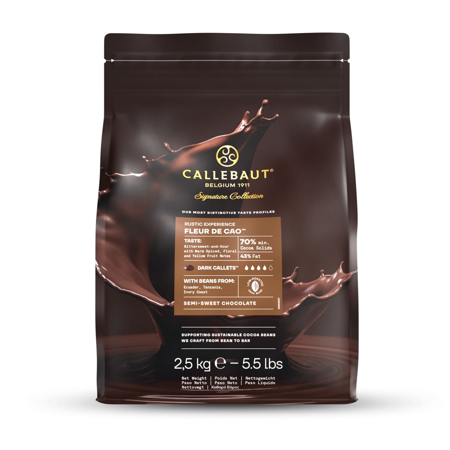Wholesale Callebaut 70% Fleur De Cao Chocolate 2.5kg- Bulk