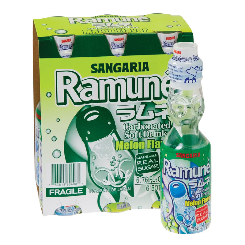 Wholesale Sangaria Ramune Melon Soda 6 Pk 6.76 Oz Bottles- Bulk