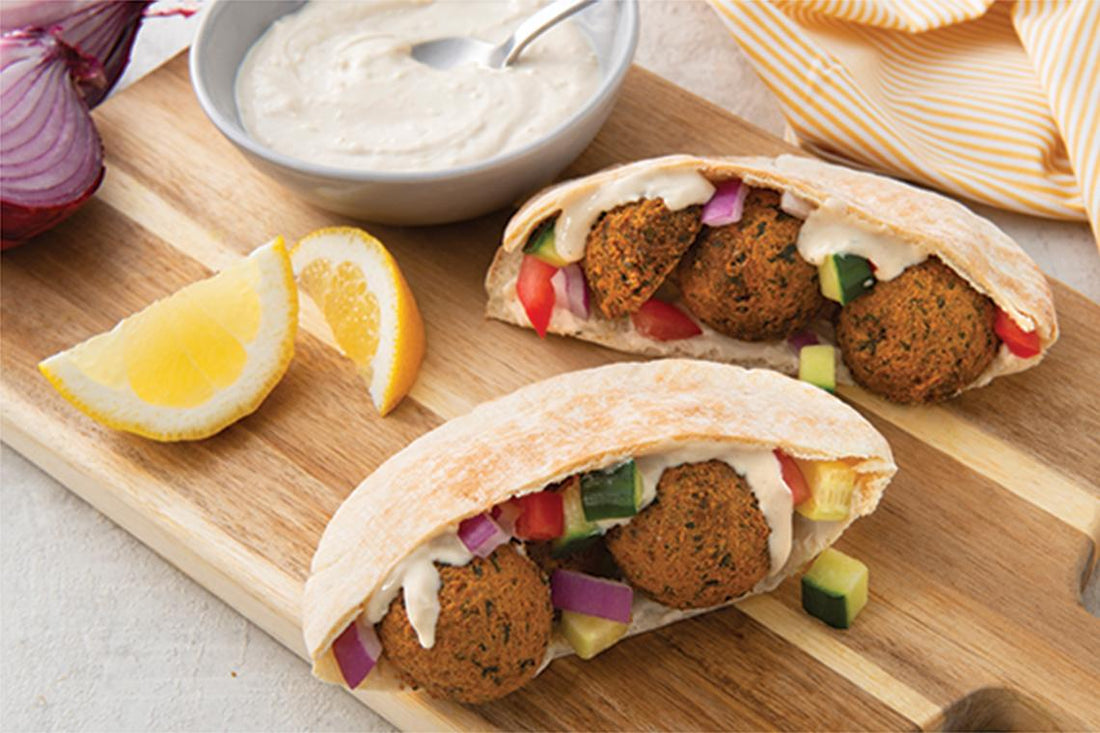 Falafel Pita Pockets with Hummus and Tahini Sauce