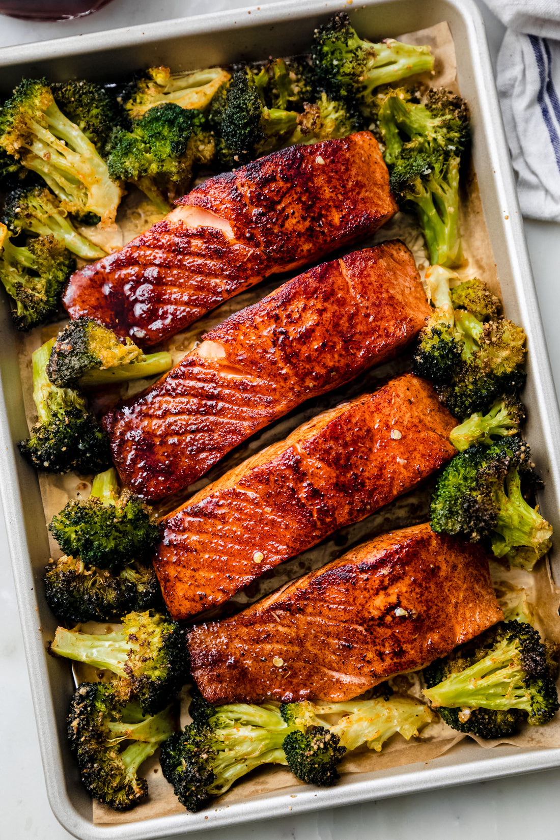 Sheet Pan Honey Garlic Salmon with Roasted Broccoli