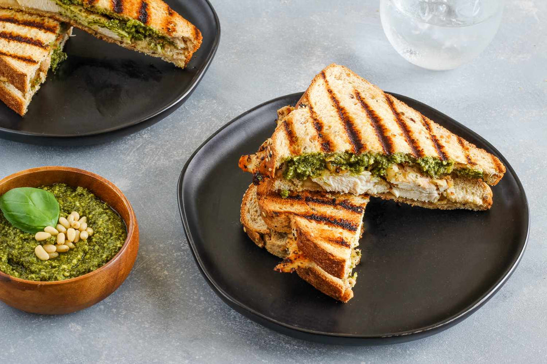 Grilled Chicken and Garlic Cheese Panini