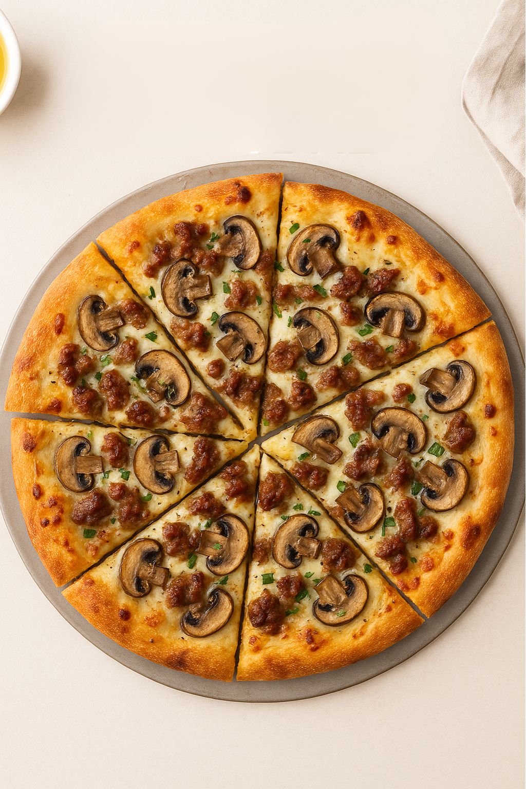 This Garlic Butter Pizza with Sausage and Mushrooms Is Ridiculously Good