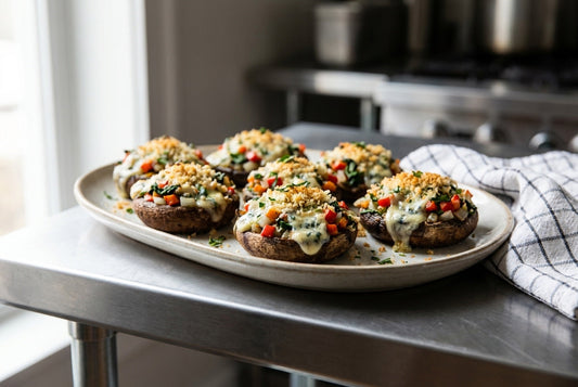 Cambozola Veggie-Stuffed Mushrooms