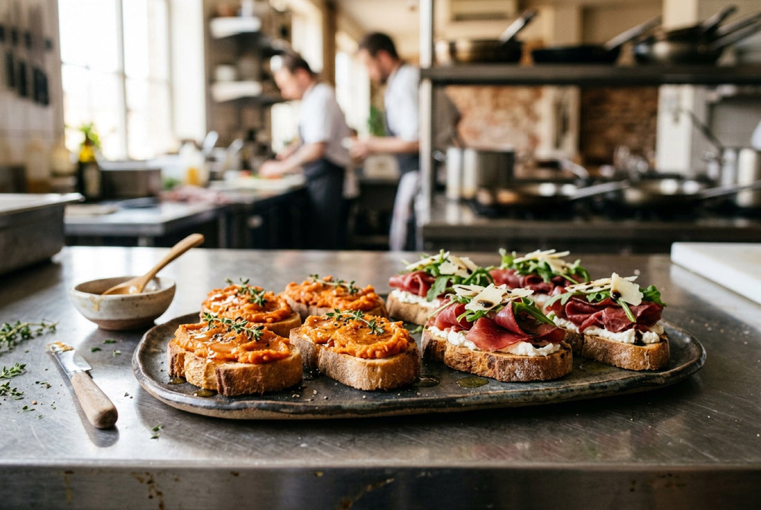 Cured Meats Crostini with Sobrasada and Bresaola