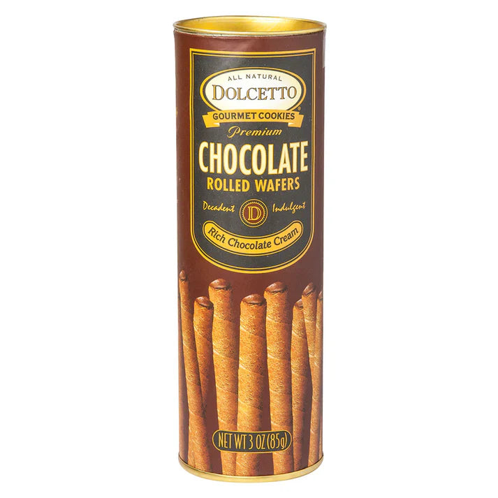 Image of Dolcetto Chocolate Rolled Wafers 3 Oz Canister