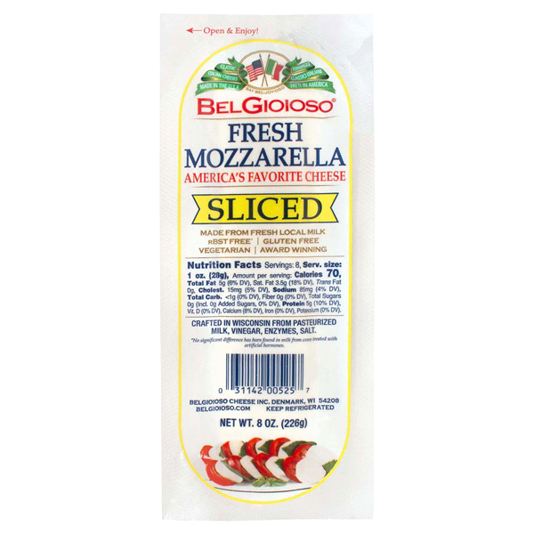 Wholesale Bel Gioioso Mozzarella Log Slices- Bulk