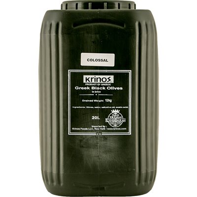 Wholesale Krinos Greek Black Olives Colossal 12Kg Keg- Bulk