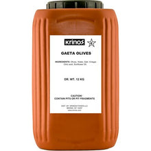 Wholesale Krinos Gaeta Style Olives 12kg keg- Bulk
