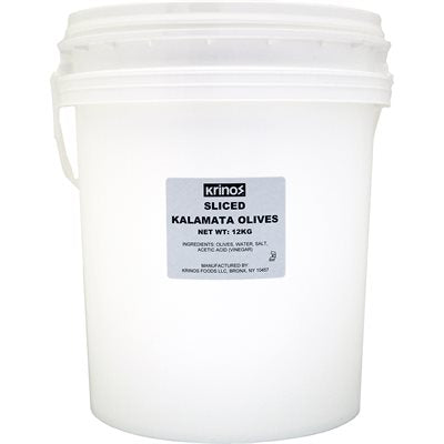 Wholesale Krinos Sliced Kalamata Olives 12Kg Pail- Bulk