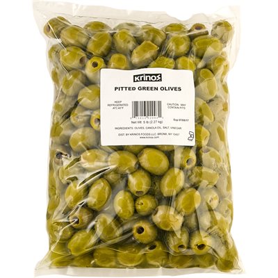Wholesale Krinos Pitted Green Olives 5Lb Bag- Bulk