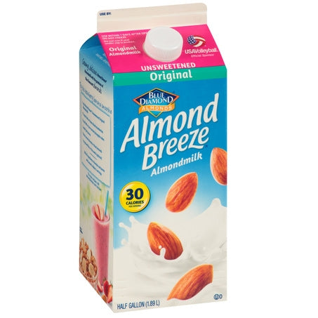 Wholesale Almond Breeze Case Original Unsweetened Almond Milk 1/2 Gallon- Bulk