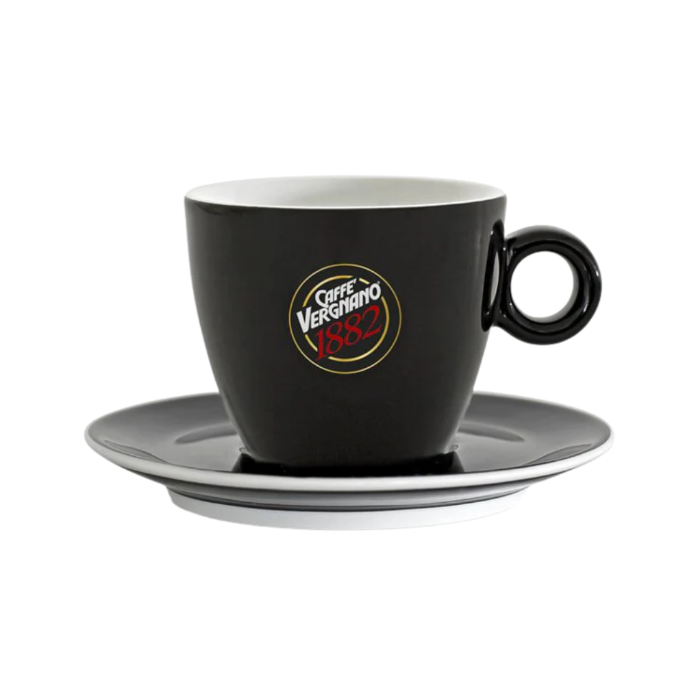 Wholesale Caffe Vergnano Case Black Cappuccino Cup- Bulk