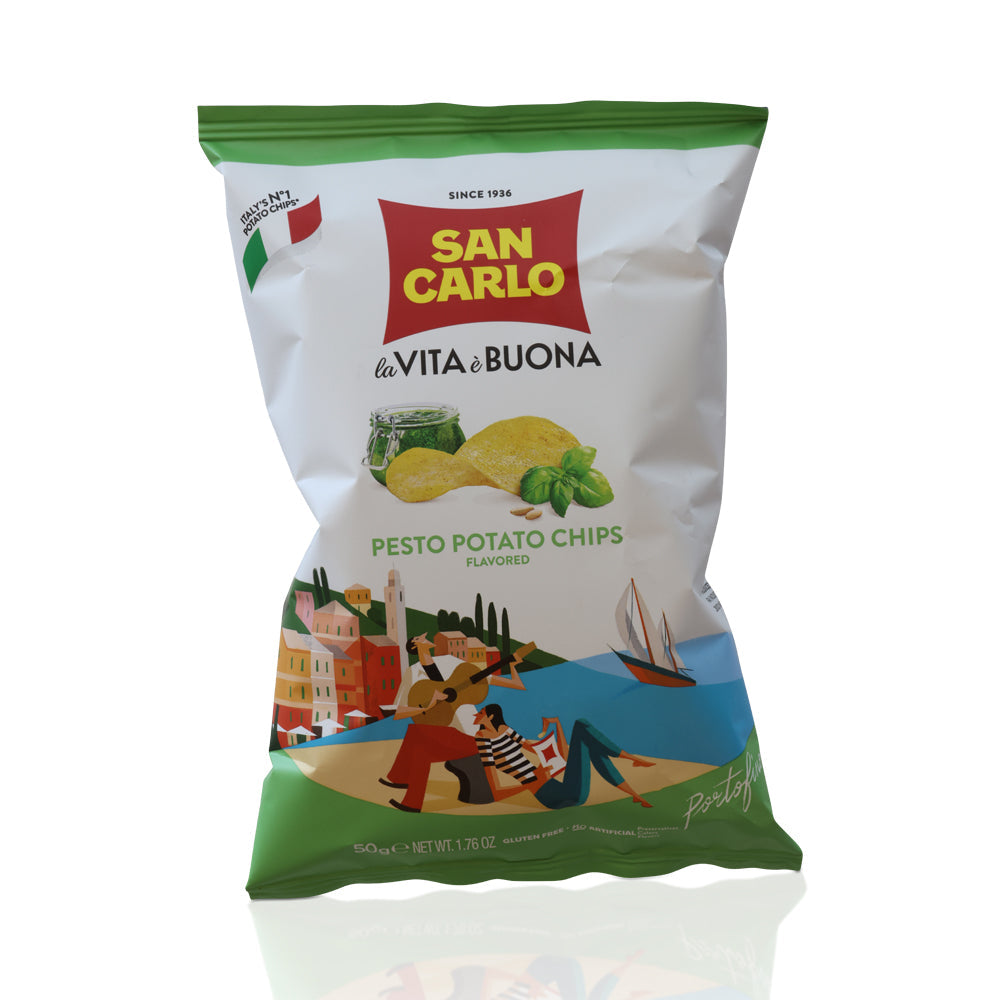 Wholesale San Carlo Case Pesto Flavored Potato Chips- Bulk