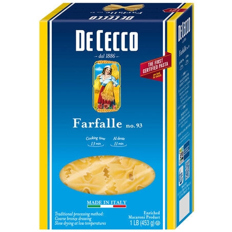 Wholesale De Cecco Case Farfalle Pasta #93- Bulk