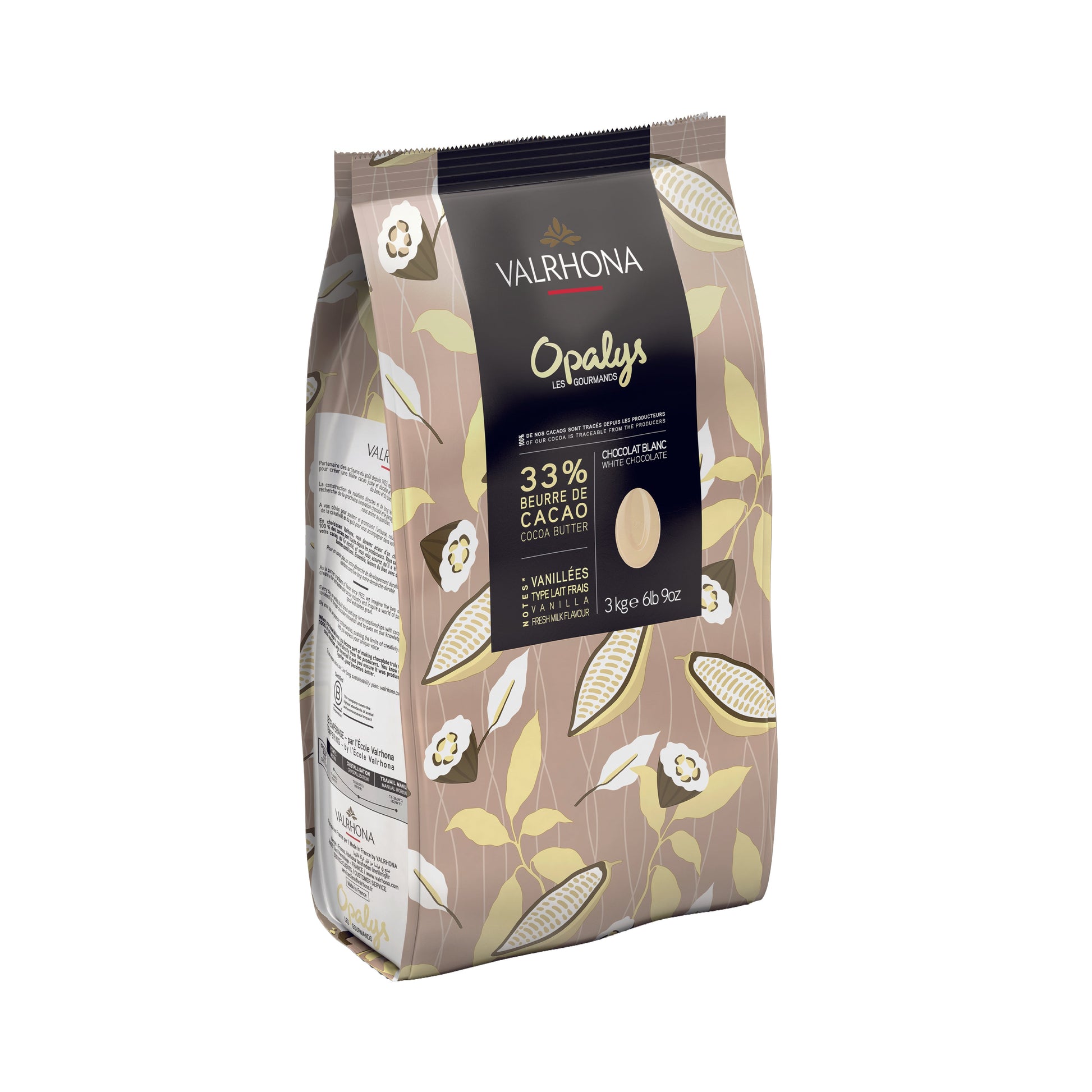 Wholesale Valrhona 33% Opalys White Chocolate 3kg- Bulk