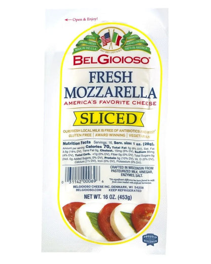 Wholesale Belgioioso Case Fresh Sliced Mozzarella- Bulk