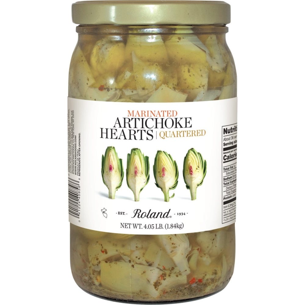 Wholesale Roland Marinated Quartered Artichoke Hearts 67 Oz- Bulk