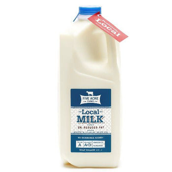 Wholesale Five Acre Farms Reduced Fat Milk Half Gallon 64oz- Bulk