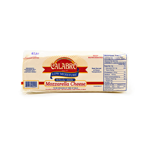 Wholesale Calabro Mozzarella Whole Milk Cheese Loaf 5lb- Bulk