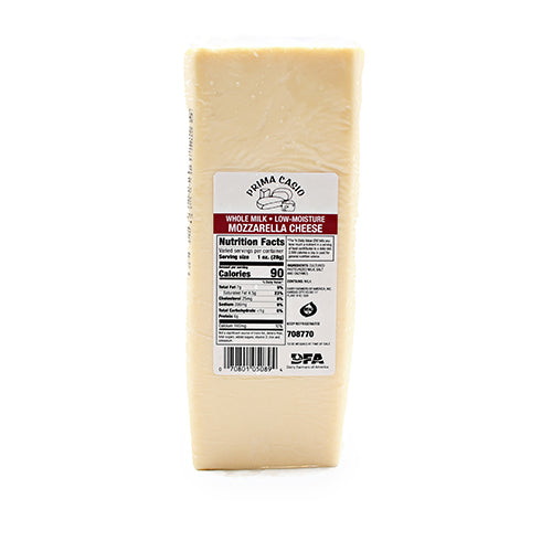 Wholesale California Gold Mozzarella Whole Milk Cheese Loaf 6lb- Bulk