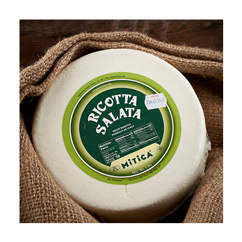 Wholesale Mitica Ricotta Salata Sheep Milk Hard Cheese Piece 9lb- Bulk