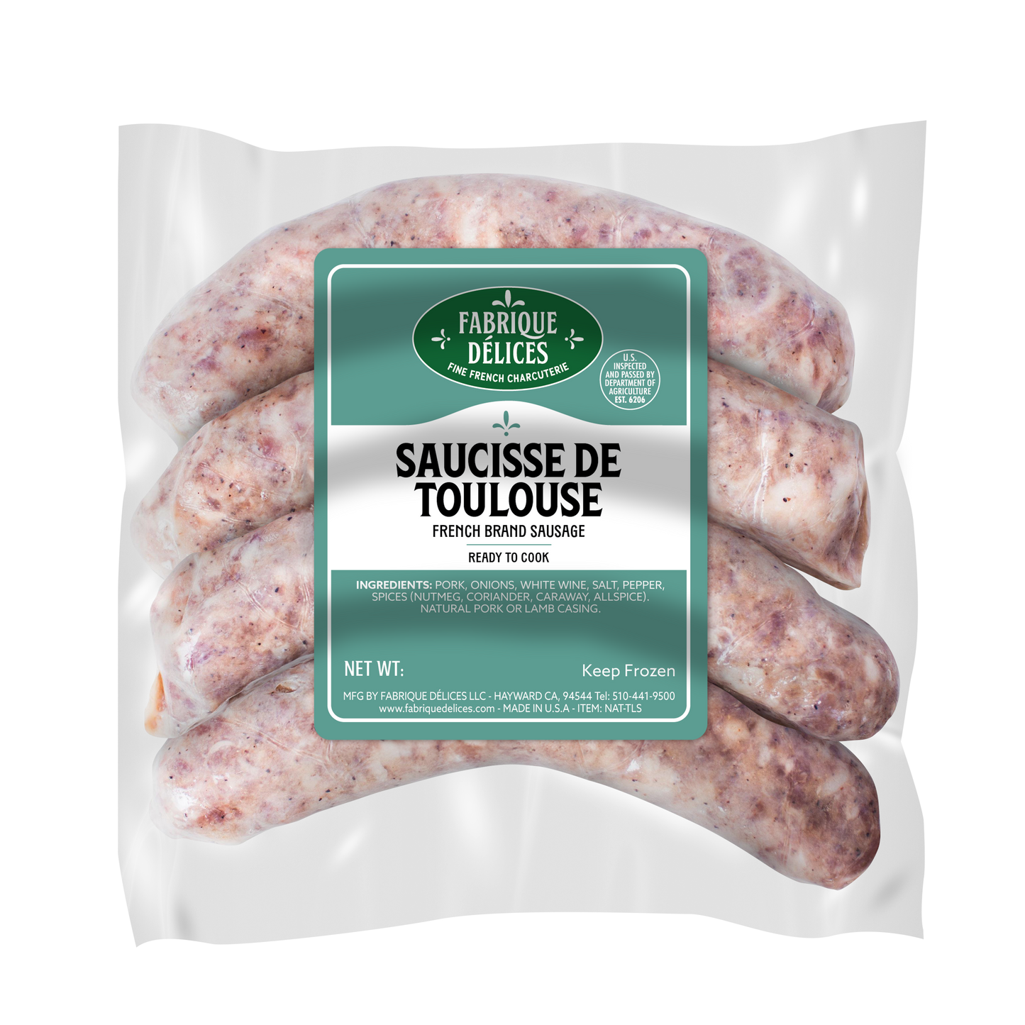 Wholesale Fabrique Delices All Natural Toulouse Pork Sausage Links 1lb- Bulk