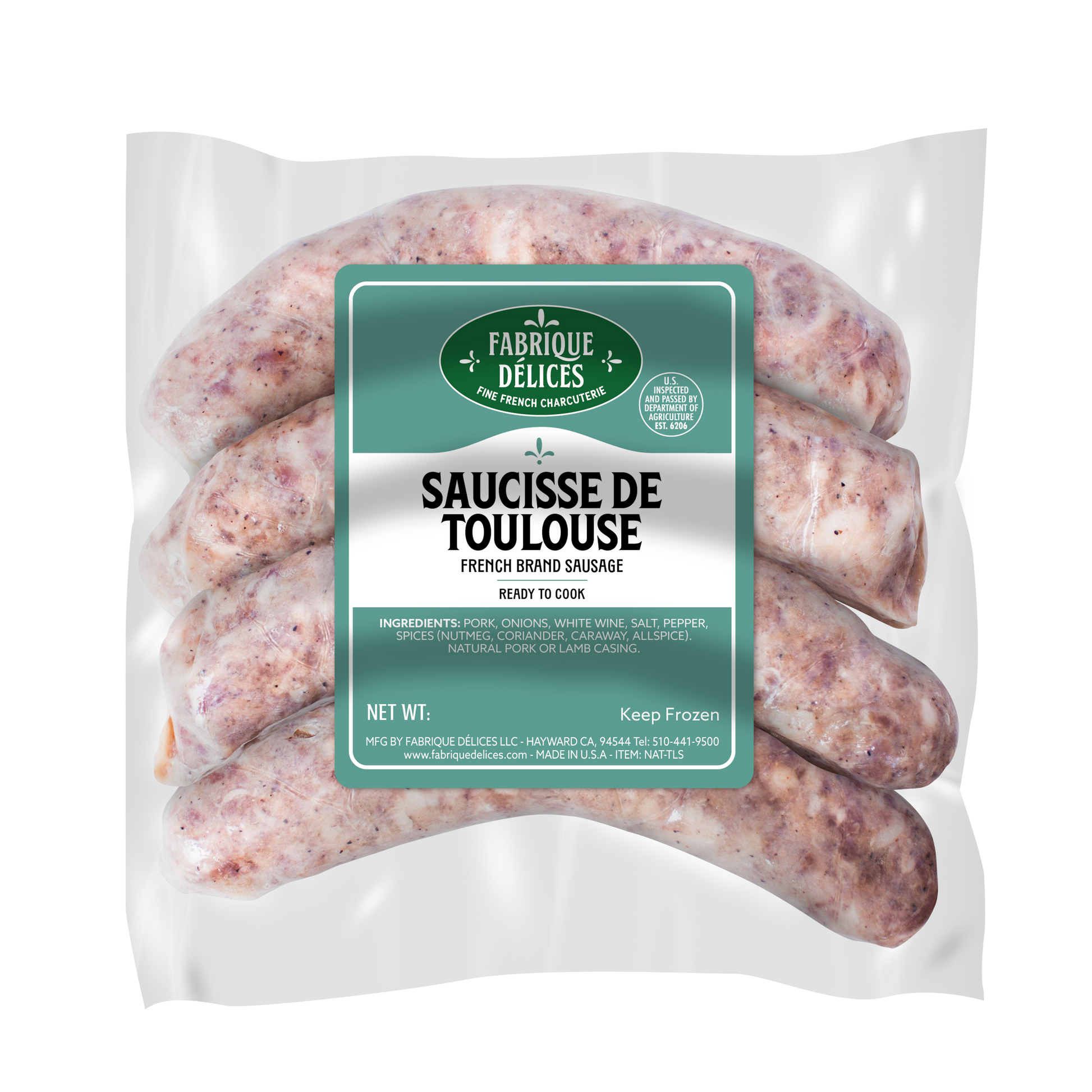 Wholesale Fabrique Delices All Natural Toulouse Pork Sausage Links 1lb- Bulk