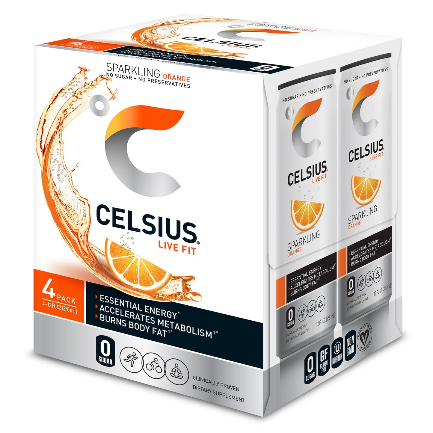 Wholesale Celsius 6/4Pk 12 Oz Sparkling Orange- Bulk