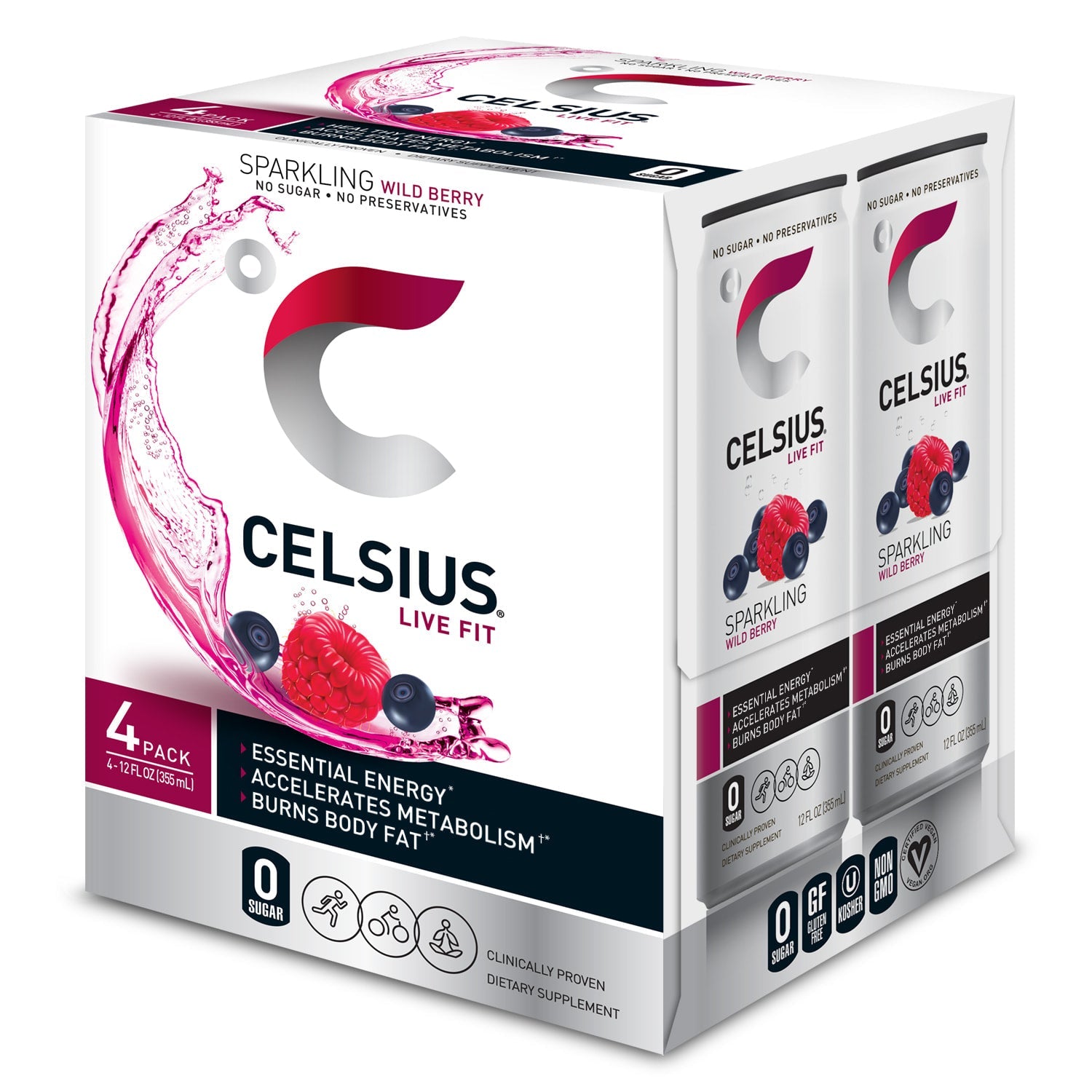 Wholesale Celsius 6/4Pk 12 Oz Sparkling Wild Berry- Bulk