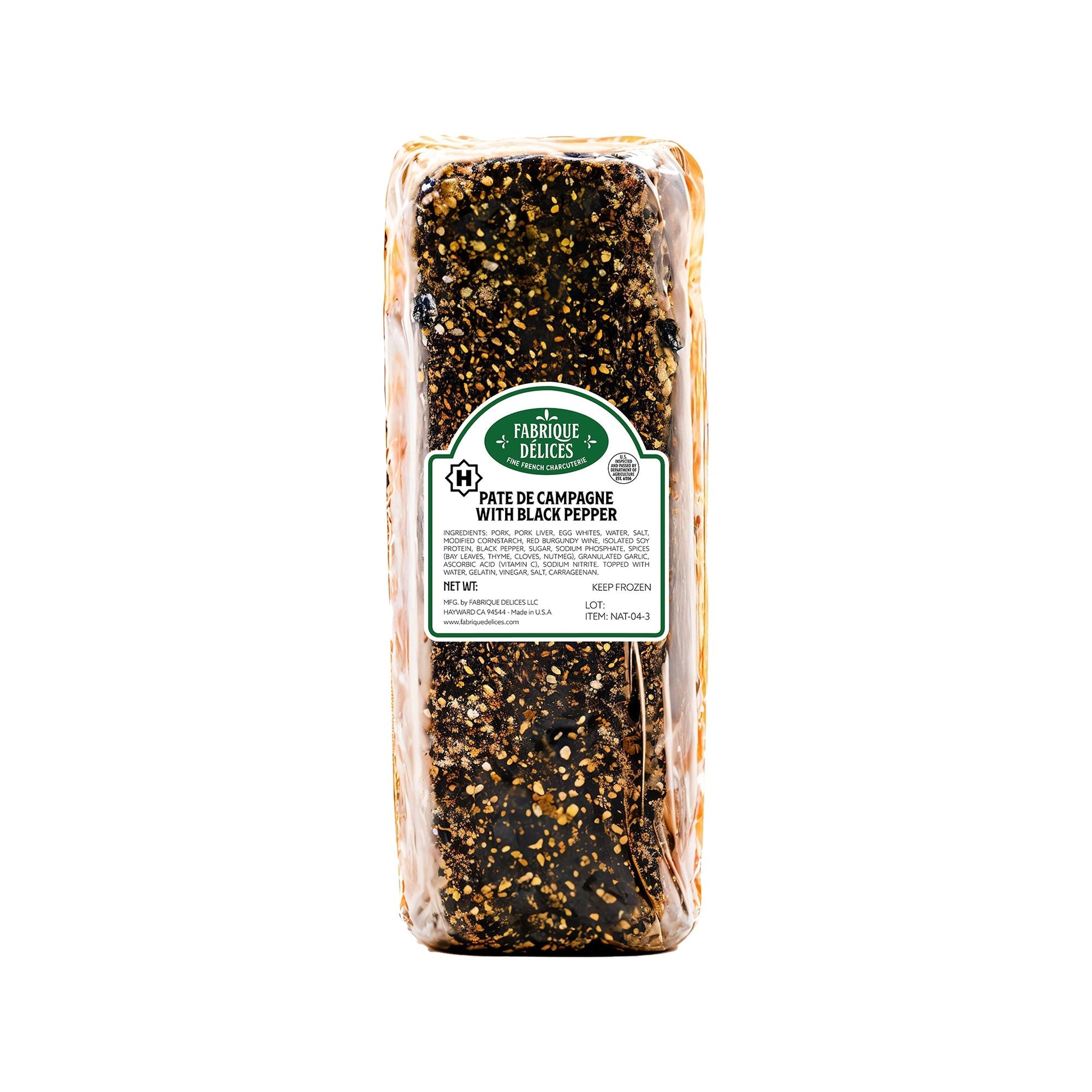 Wholesale Fabrique Delices Pate De Campagne with Black Peppercorns 3.5lb- Bulk