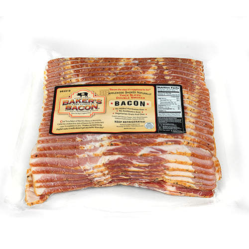 Wholesale Baker's Bacon Antibiotic Free Dry-Cured Double-Smoked Bacon, Sliced 10-12 Ct 15lb- Bulk