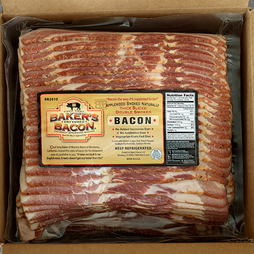 Wholesale Baker's Bacon Antibiotic Free Dry-Cured Double-Smoked Bacon, Sliced 10-12 Ct 15lb- Bulk