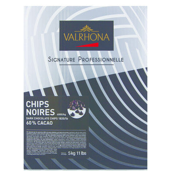 Wholesale Valrhona 60% Dark Chocolate Chips 4000 Count 5kg- Bulk
