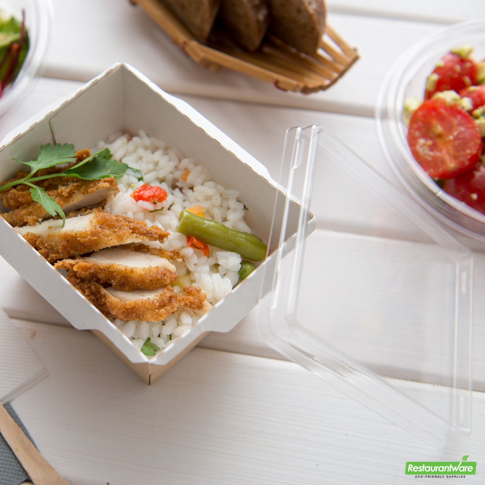Wholesale Restaurantware Cafe Vision Rectangle Clear Plastic Lid - Fits Small Click Lock Container- Bulk