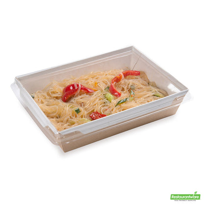 Wholesale Restaurantware Cafe Vision Rectangle Clear Plastic Lid - Fits Medium Click Lock Container- Bulk