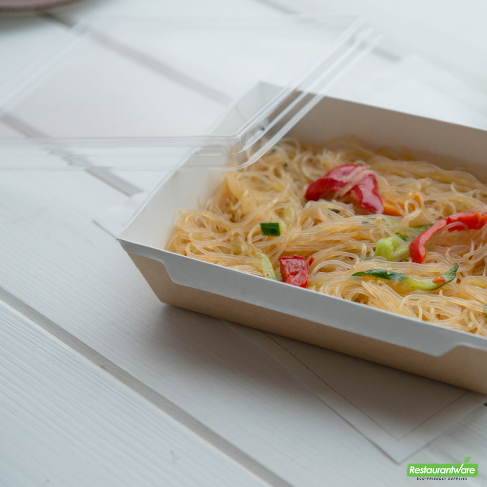 Wholesale Restaurantware Cafe Vision Rectangle Clear Plastic Lid - Fits Medium Click Lock Container- Bulk