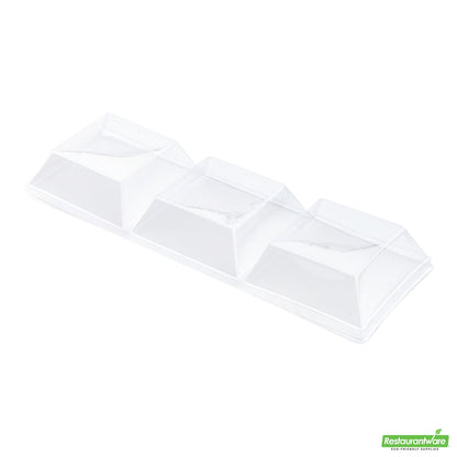 Wholesale Restaurantware Rectangle Clear Plastic Lid - Fits Terzetto Plate - 7" X 2.5" X 1"- Bulk