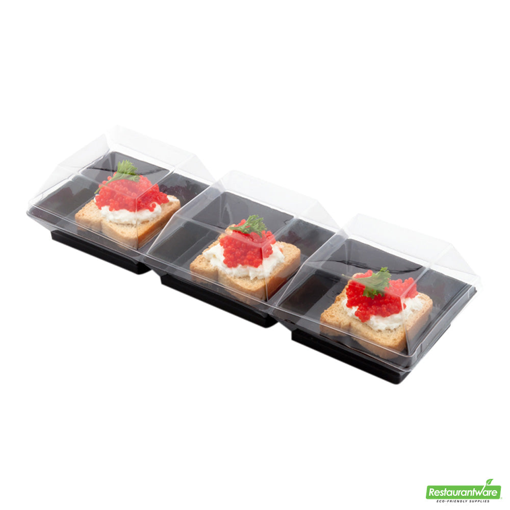 Wholesale Restaurantware Rectangle Clear Plastic Lid - Fits Terzetto Plate - 7" X 2.5" X 1"- Bulk