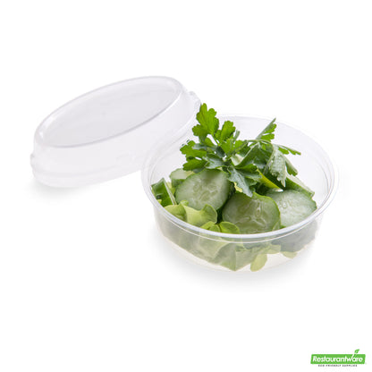 Wholesale Restaurantware Basic Nature Round Clear Pla Plastic Dome Lid - Fits to Go Deli Container, Compostable- Bulk