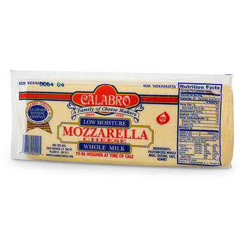 Wholesale Calabro Mozzarella Whole Milk Cheese Loaf 5lb- Bulk